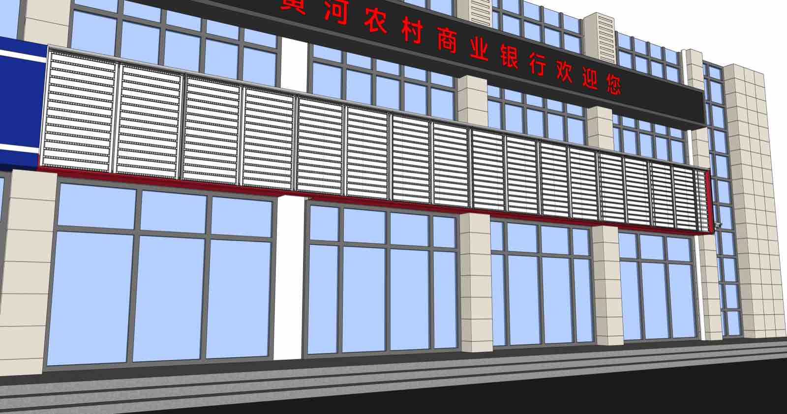 可检修门头示意图：可拆面板、电源位置与发光模组更换路径